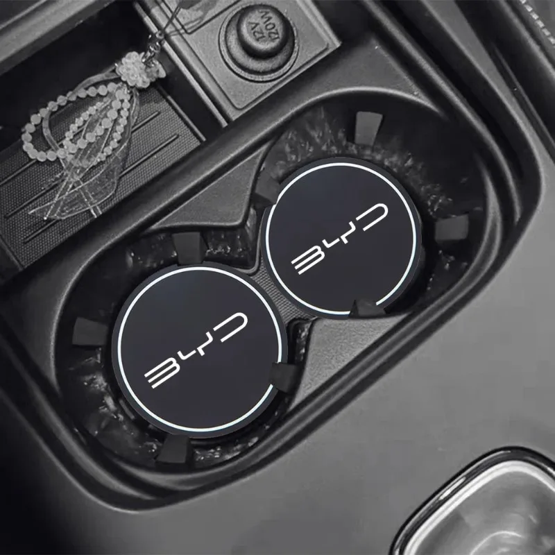 BYD Leather Cup Holder Coaster Mats (2pcs, 7cm) view 3