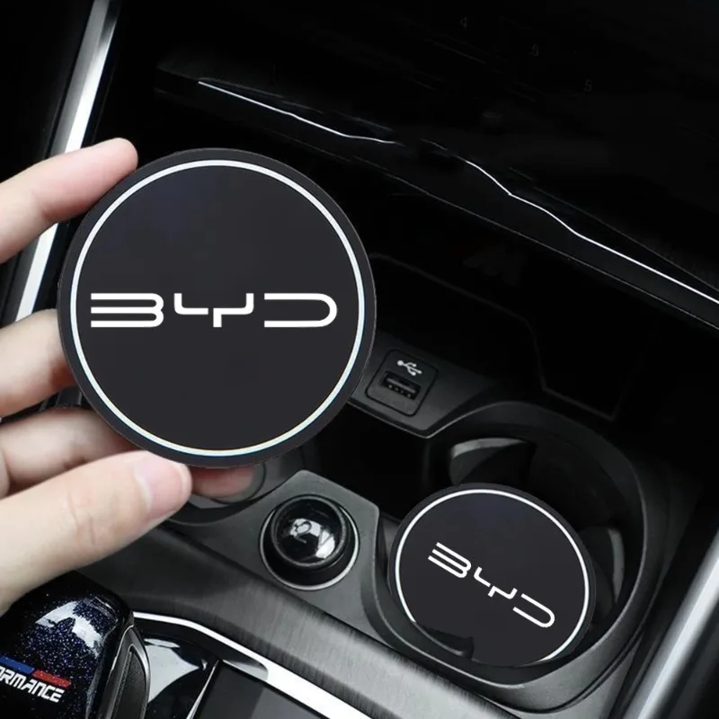 BYD Leather Cup Holder Coaster Mats (2pcs, 7cm) view 2