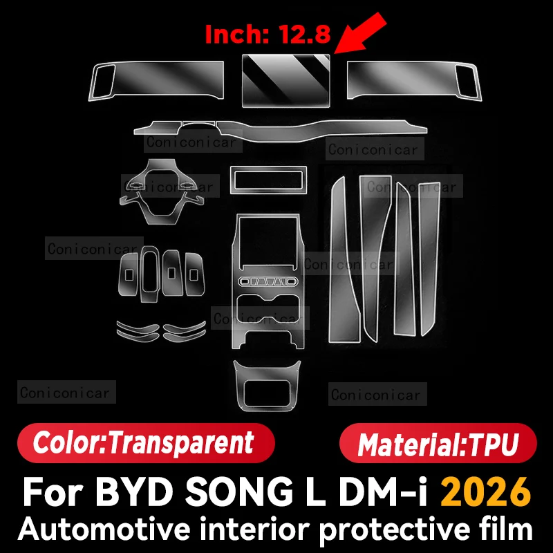 BYD Song L DM-i 2026 Dashboard & Screen TPU Protective Film view 2