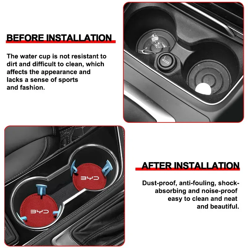 BYD Song Plus Leather Cup Holder Coaster Mats view 5
