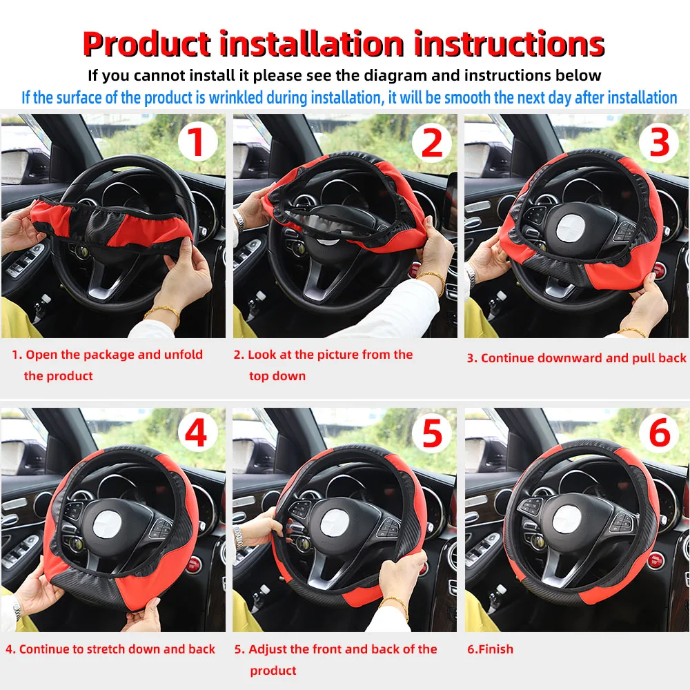 PU Leather Steering Wheel Cover for BYD Dolphin (14.5–15") view 4