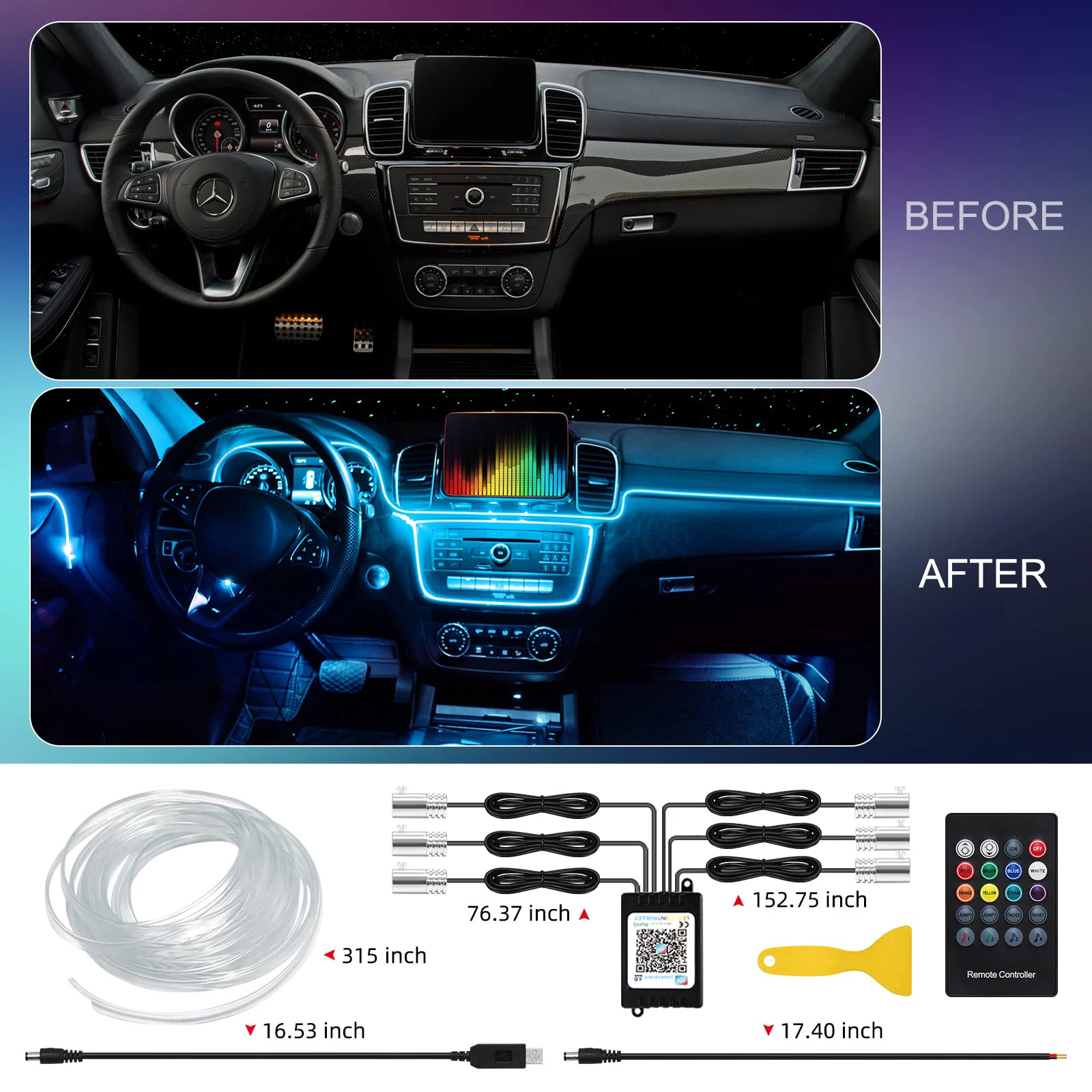 LED Fibre Optic Ambient Light Kit for Chery Tiggo 9 view 4