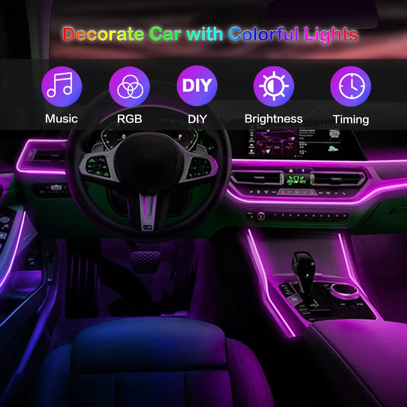 LED Fibre Optic Ambient Light Kit for Chery Tiggo 9 view 3