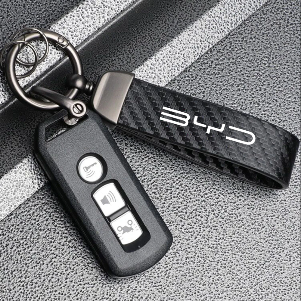 BYD Carbon Fibre Faux Leather Keychain view 2