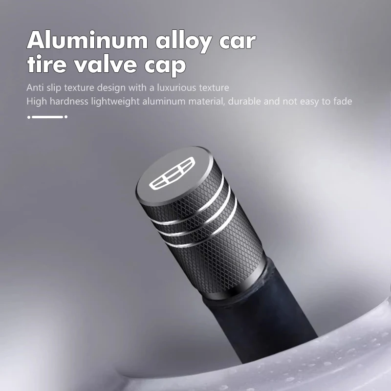 Geely Zinc-Alloy Tyre Valve Caps (Grey, 4pc) view 6