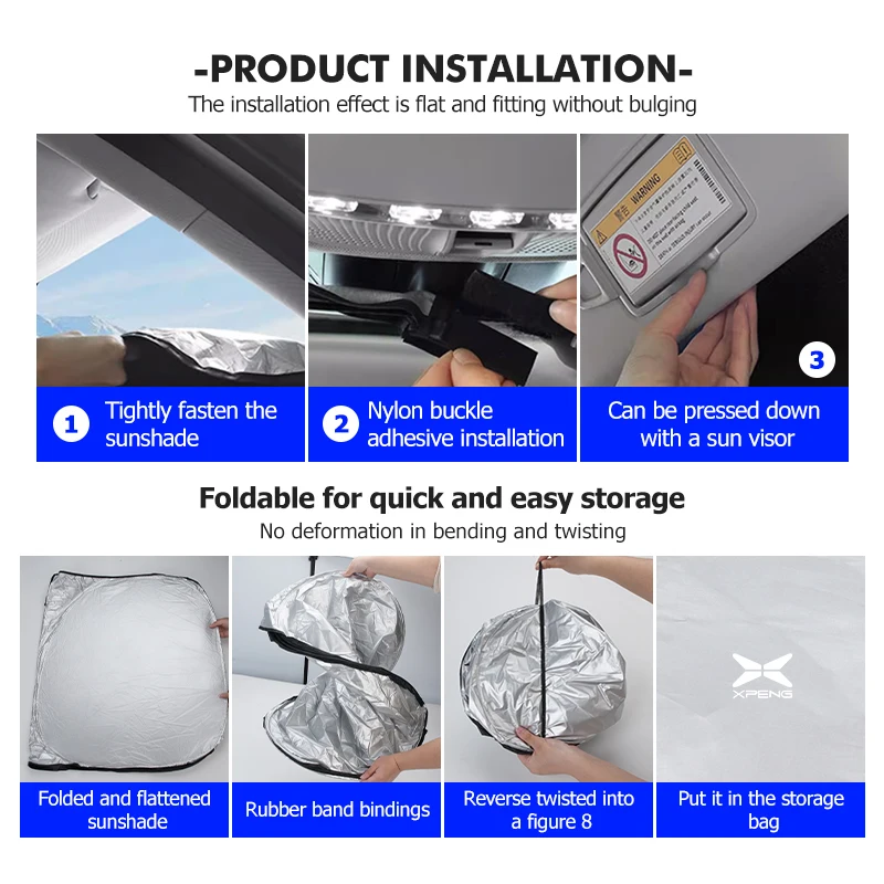 Xpeng P7 / G6 / G9 / X9 / Mona M03 Windscreen Sunshade view 6